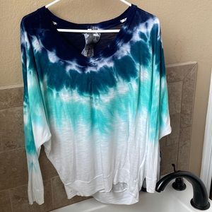 Tie die green/ blue Young Fab And Broke batwing drop shoulder oversize  W Small